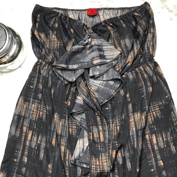 Hello Miss Printed Strappless Ruffle Short Dress - Picture 4 of 7